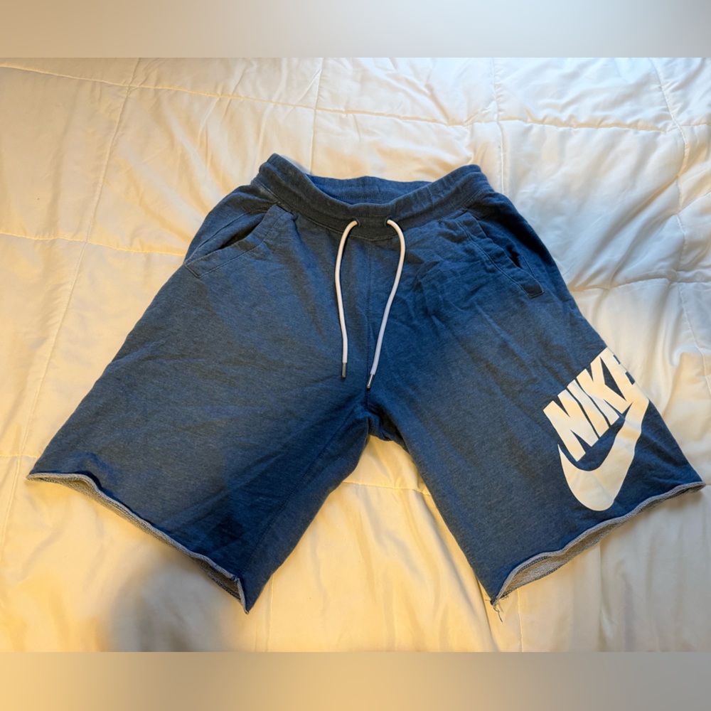 Nike Mens Shorts Cotton Blue Knee Length